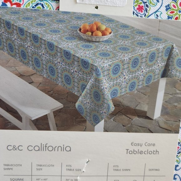 NWT C&C California Paisley Oblong 60"x84" Indoor Outdoor Tablecloth Water Resist - Picture 4 of 5